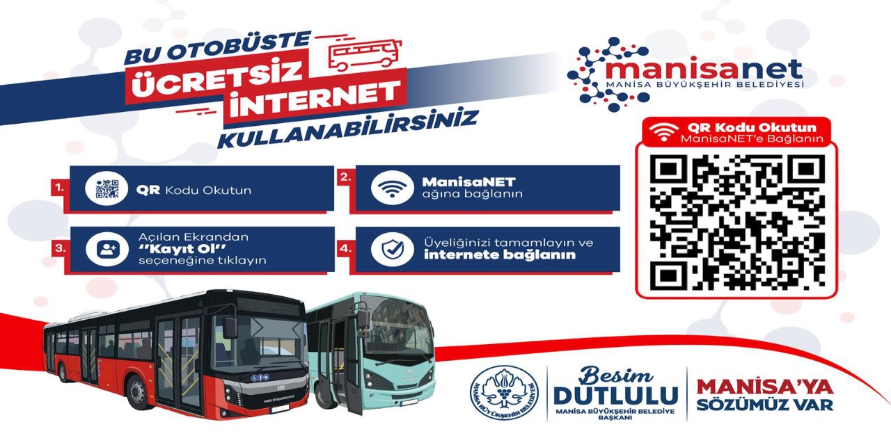 Manisa’da toplu ulaşımda ücretsiz internet dönemi