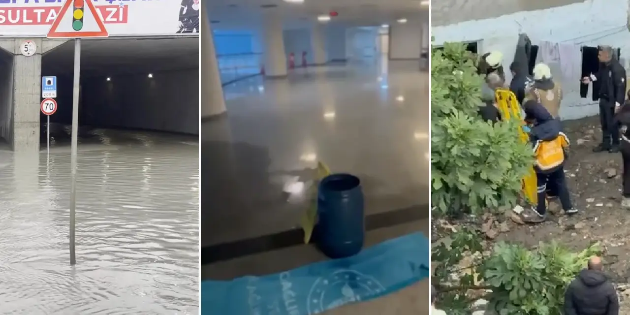 İstanbul sağanaktan nasibini aldı: Yollardan caddelere, metrodan hastaneye su baskını...