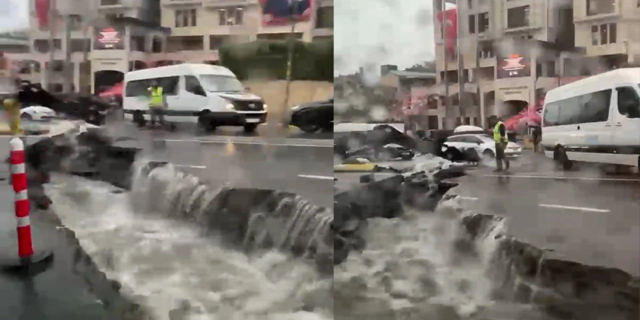 İstanbul'da sağanak kabusu! Dereler taştı yollar çöktü