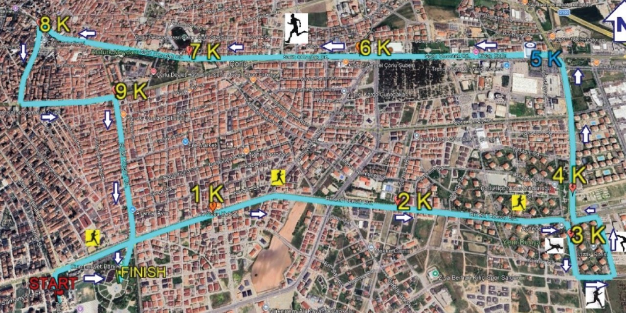Çorlu yarı maratonu için 180 cadde ve sokak trafiğe kapatılacak