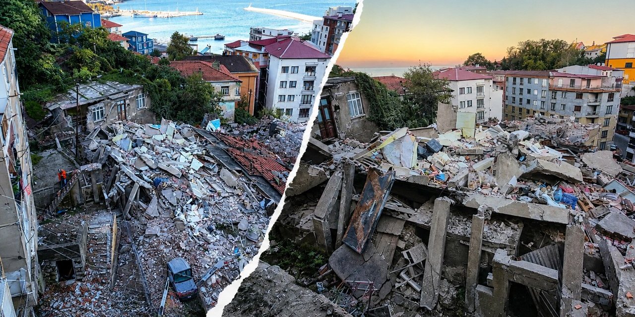 Zonguldak’ta çöken binanın enkazı gün ağarınca görüntülendi: 3 kişi gözaltında! 7 bina tahliye edildi