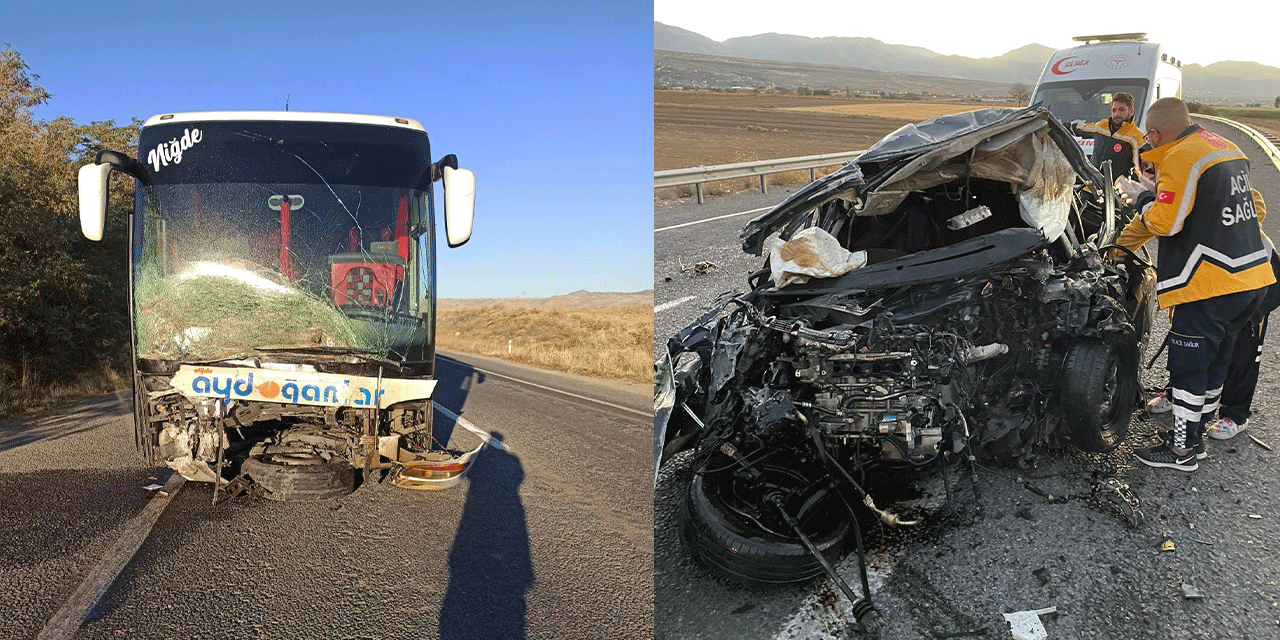 Niğde'de yolcu otobüsüyle otomobil çarpıştı: 1 ölü, 3 yaralı