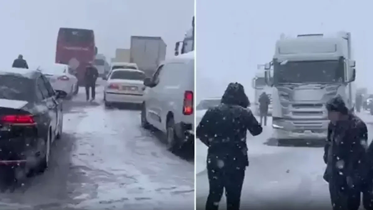 Ankara-İstanbul yolu kar yağışı ve kazalar nedeniyle felç oldu