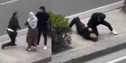 Babasını cadde ortasında döverek bayılttı