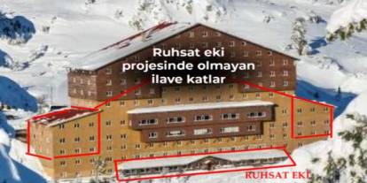 Kartalkaya'daki otelin 1997 ruhsatıyla bugünkü hali arasındaki fark ortaya çıktı