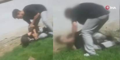 Parkta şoke eden görüntü: Defalarca yumrukladı