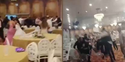 Düğünde ortalık karıştı: Tekmeler havada uçuştu