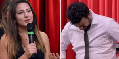 Hasan Can Kaya dekolteli konuğu görünce dayanamadı! "Pavyon mu lan burası?"