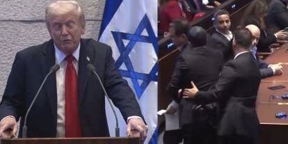 Trump’a Knesset’te şok protesto: Filistinli milletvekili 'Filistin'i tanı' pankartı açtı