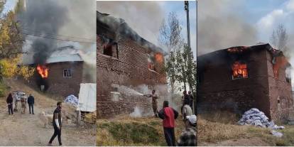 Hakkari'de 2 katlı toprak ev kullanılmaz hele geldi