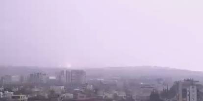 Hatay'da yıldırım düşme anı