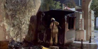 Fatih'te güvenlik kulübesinde yangın