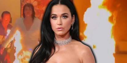 Katy Perry klip çekiminde alevler içinde kaldı