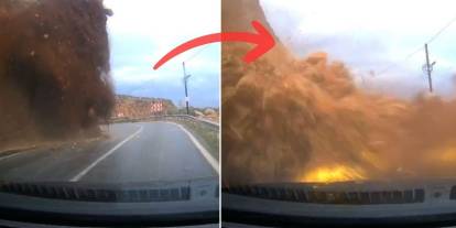 Mersin-Antalya Karayolu’nda felaketi böyle görüntüledi: Heyelan bir anda aracıyla yuttu