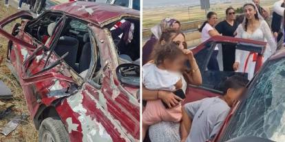 Düğün konvoyunda can pazarı: İzmir'e gelin götüren otomobil kamyonla çarpıştı
